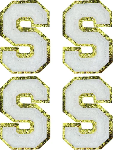 Vista 12 de Jongdari Letras termo-adhesivas de felpilla para ropa, parches de letras del alfabeto con brillantina para coser, con adhesivo planchado, 4 Azul