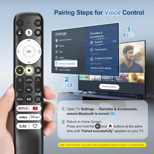 Vista 6 de Mando a distancia por voz de repuesto para Hisense Google TV