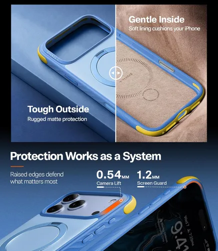Vista 8 de TORRAS Funda Q3 Rugged para iPhone 18 Pro 360 con soporte magnético, apto Isla azul