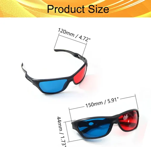 Vista 2 de Gafas ergonómicas 3D de color rojo y azul con diseño plegable para juegos de películas 3D, estilo 3D, para juegos de películas 3D