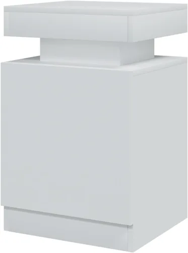 Vista 4 de oneinmil Nightstand Set of 2 with LED Lights, Night Stand with Storage Cabinet for Bedroom, Bedside Table with LED, White Blanco