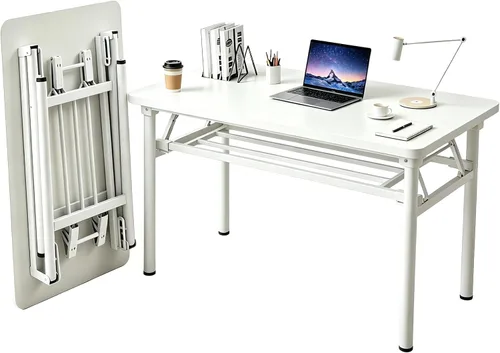 Vista 10 de Escritorio plegable para espacios pequeños, escritorio plegable para computadora de 31.5 pulgadas, no requiere montaje, mesa de estudio portátil que