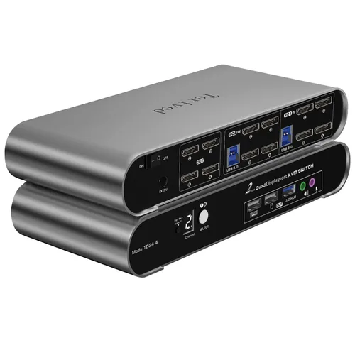 Vista 18 de interruptor KVM automático de 2 puertos DP USB 3.0 para dos computadoras y 1 monitor DisplayPort, 8K@30Hz 4K@144Hz, interruptor con tecla de acceso