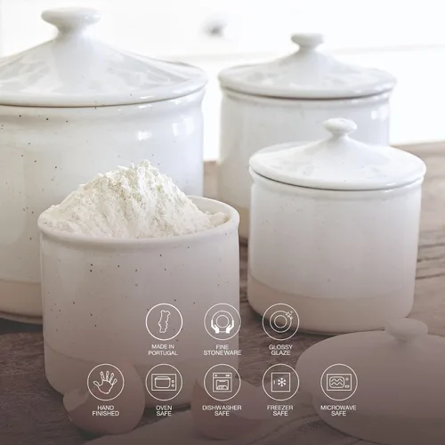Vista 3 de Casafina Panadero cuadrado de cerámica de 9.5 pulgadas, colección Fattoria, blanco, apto para horno y lavavajillas, glaseado seguro para alimentos