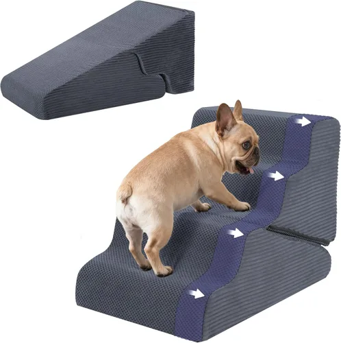 Vista 19 de Rampa para perros para cama, escaleras extra anchas de 20 Beige