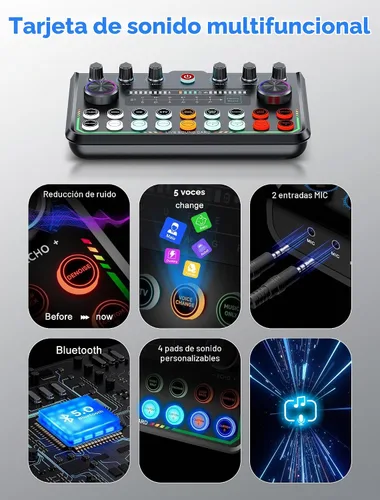 Vista 6 de SINWE Paquete de equipos de podcast para 2, mezclador de audio todo en uno