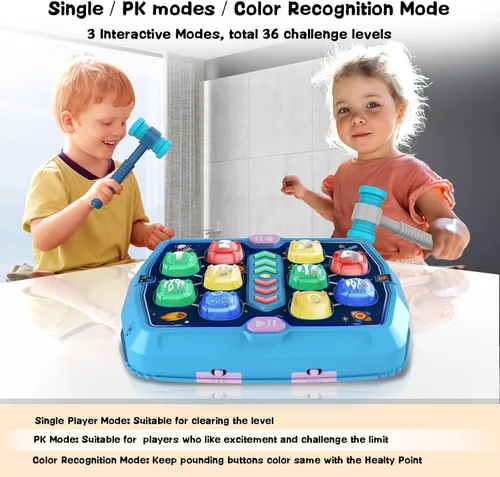 Vista 2 de Whack Game - Juguetes para niños de 3, 4, 5, 6 años, juguetes para niños de 2 a 4 años, 3 modos y juguete interactivo ligero para niños pequeños