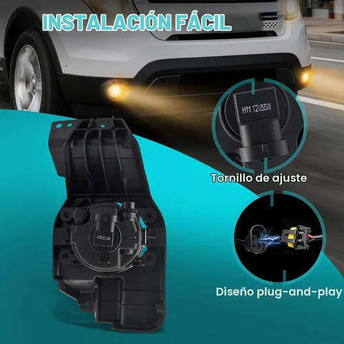 Vista 4 de Fog Lights Compatible With 2013 2014 2015 Ford Explorer Front Bumper Driving Lamp Assembly Clear Lens