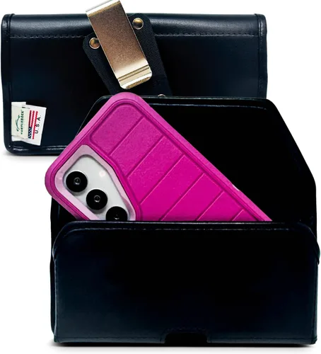 Vista 16 de Turtleback Funda diseñada para Galaxy S24 S23 S22 S21 S20 Funda de cuero negro con clip ejecutivo para cinturón, horizontal fabricada en Estados