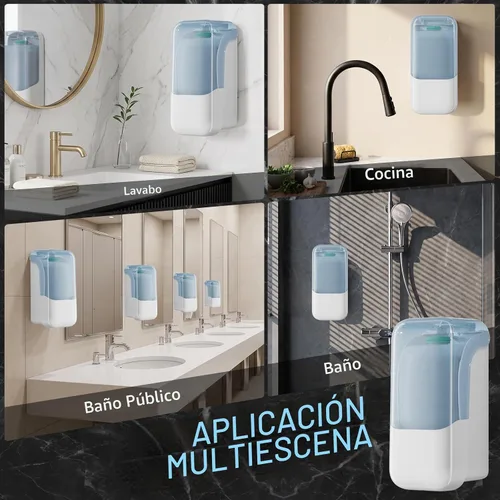 Vista 6 de Dispensador de jabón montado en la pared, 1000ml/33.8oz, ventana visible Blanco