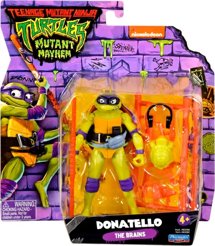 Vista 5 de Teenage Mutant Ninja Turtles: Mutant Mayhem - Figura de acción básica de Donatello de 4.5 pulgadas por Playmates Toys