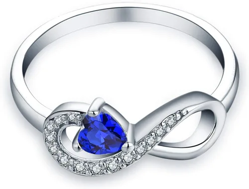 Vista 61 de Anillo Jo Wisdomo de compromiso. de plata esterlina, con corazón e infinito, anillo de amistad, para ella