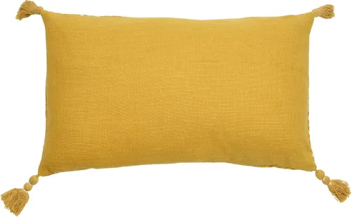 Vista 7 de Creative Co-Op Almohada bordada de algodón con borlas lumbares, 20 pulgadas de largo x 12 pulgadas de ancho x 2 pulgadas de alto, multicolor