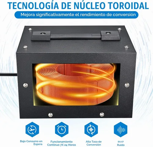 Vista 7 de Transformador de voltaje de 1000 W - Paso arriba y abajo - Protección de disyuntor de circuito Transformador de potencia universal de salida dual