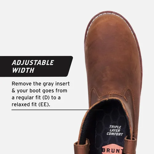 Vista 5 de BRUNT Bolduc (Punta Comp) - Marrón - Bota de Trabajo Wellington Impermeable de Cuña con Tiradores de 9" - Clasificación EH - Resistente a