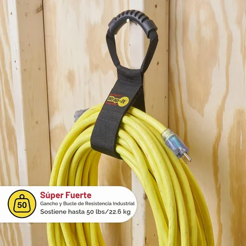 Vista 4 de Correas Wrap-It Storage de fácil transporte – 22 pulgadas (paquete de 2) – Correa de transporte de gancho y bucle de alta resistencia, colgador
