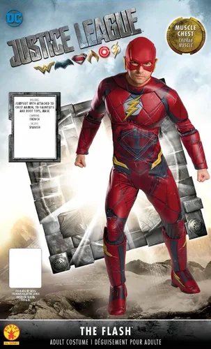 Vista 2 de Rubie's, Disfraz de lujo de Flash de la Liga de la Justicia para adulto, extra grande.