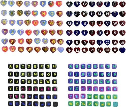 Vista 9 de 96 moldes de resina con agujero, moldes de resina con números del alfabeto AFUNTA de silicona, moldes de silicona con forma de corazón, moldes