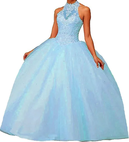 Vista 20 de QXMYOO Vestido de Gala de Quinceañera Sweet 16 Fiesta de Graduación Vestido de Princesa para Adolescentes Negro (Style1-Black)