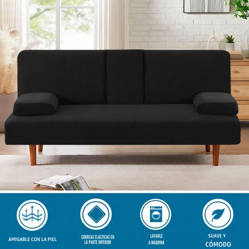 Vista 3 de H.VERSAILTEX 4 Piezas Fundas Elásticas para Futón Funda para Sofá Cama con Fundas para Reposabrazos Removibles y Portavasos Protector de Muebles