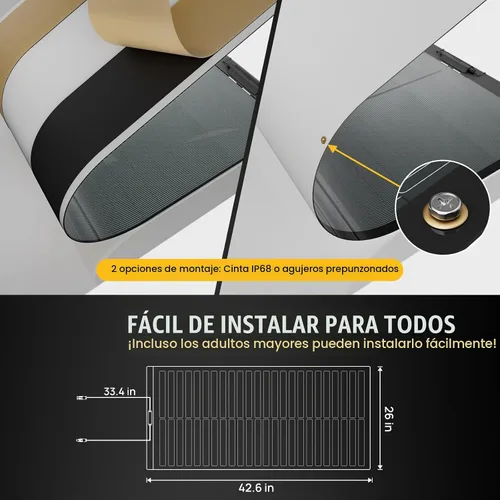 Vista 4 de BougeRV Yuma 100W CIGS Panel solar flexible de película fina con cinta