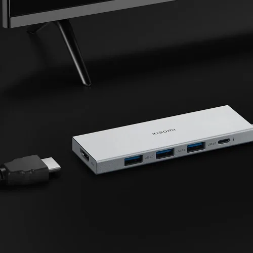 Vista 9 de Xiaomi Hub 5 en 1 tipo C, pantalla dual, admite resolución 4KUHD, carga rápida PD100W, USB de alta velocidad 3.0x3, puerto HDMI tipo C