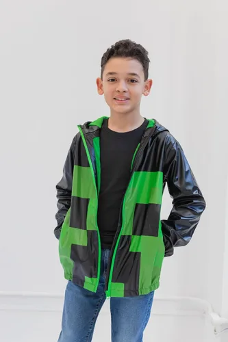 Vista 4 de Minecraft Creeper - Chaqueta impermeable con cremallera para niños pequeños a niños grandes
