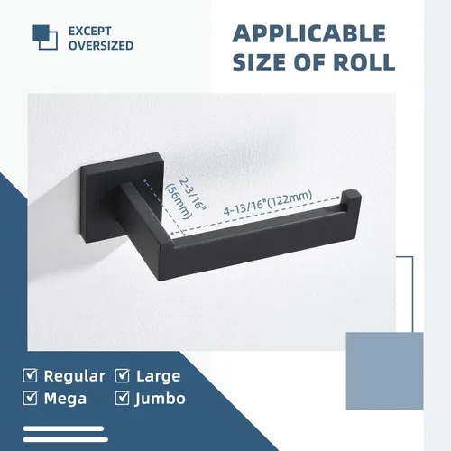 Vista 9 de Angle Simple Paquete de ganchos dobles para toallas con soporte para papel higiénico (negro mate)