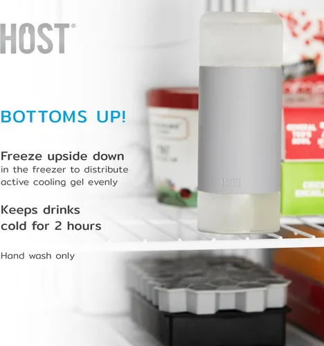 Vista 7 de HOST Recipientes de vidrio FREEZE para refrigerador, botellas de jugo de vidrio con tapas, jarra de agua de vidrio con gel refrigerante, 27 onzas