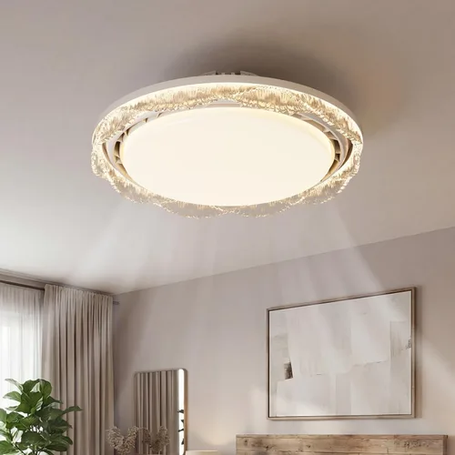 Vista 7 de Ventilador de techo cerrado sin aspas con luz y control remoto, tres niveles de iluminación ajustables, blanco, adecuado para sala de estudio
