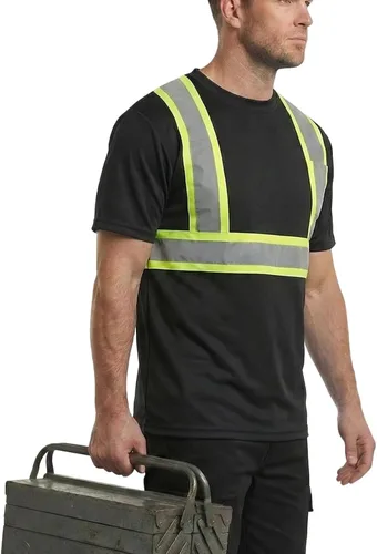 Vista 7 de HYCOPROT Hi Vis - Camisas de seguridad de manga corta para hombres y mujeres, camiseta reflectante de alta visibilidad para hombres y mujeres
