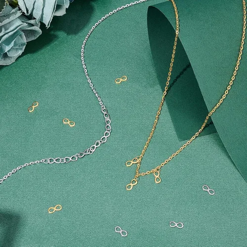 Vista 3 de UNICRAFTALE Colgante de infinito chapado en oro de 18 quilates a granel, mini enlace de conector de acero inoxidable para hacer joyas, collares