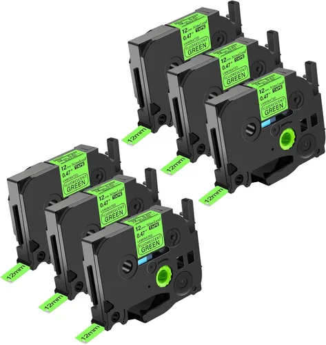 Vista 22 de NineLeaf Paquete de 6 cintas de etiquetas compatibles con Brother TZ TZe TZe-531 TZe531 TZ-531 TZ531 0.472 in 1/2 pulgadas, negro sobre azul