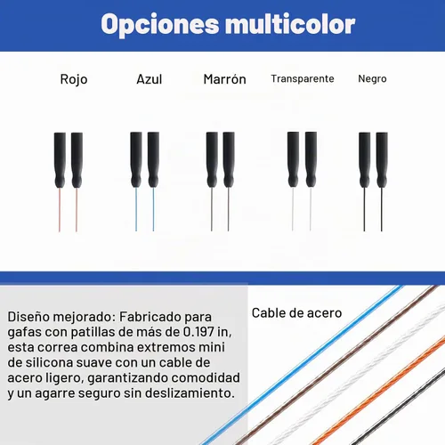 Vista 3 de Correa para Gafas - Correa para Gafas de Sol, Correas para Gafas Sin Cable de Cola, Cordón para Anteojos, Sujetadores de Gafas Alrededor del Cuello