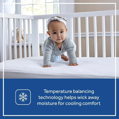 Vista 2 de Sealy Baby Cool Comfort Protector de colchón de cuna y funda de cama para niños pequeños, impermeable y duradero, cómodo cubrecolchón, lavable a