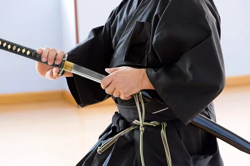 Vista 8 de HMS Katana samurái japonesa y Wakizashi Daisho Combo Set, Warrior and Temple Tsuba, templado térmico forjado a mano, acero al carbono 1045, vaina