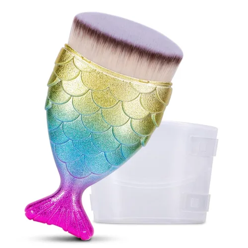 Vista 8 de UNIMEIX Cepillo de protección solar para rostro Kabuki Brush Aplicador de protector solar para niños, brochas de maquillaje para base líquida