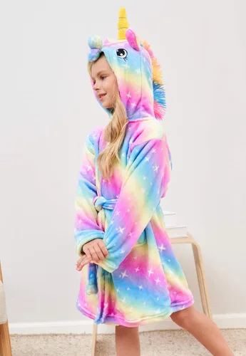 Vista 3 de Bata suave con capucha de unicornio con diadema y vendas para niñas