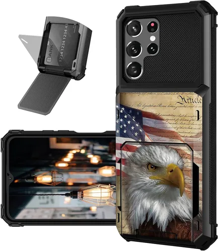 Vista 29 de Funda tipo cartera para Samsung Galaxy S22 Ultra con ranura para tarjetero, funda con tapa híbrida de doble capa, resistente, a prueba de golpes