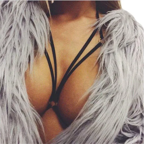 Vista 3 de ADRAMATA Lencería sexy para mujer con arnés de jaula, bralette de tiras sin cubos, talla grande, 4