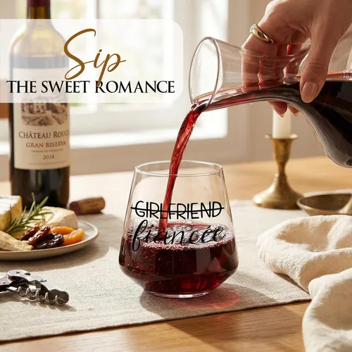 Vista 4 de comfit Regalos de compromiso para parejas: regalo de compromiso para parejas recién comprometidas, regalo de compromiso, copa de whisky de vino