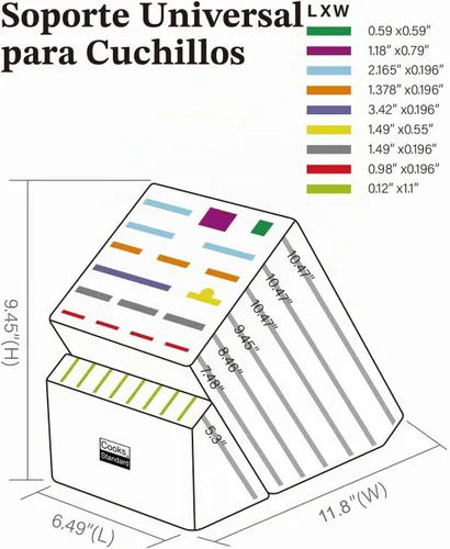Vista 2 de Cooks Standard Soporte para bloque de cuchillos de madera de acacia sin cuchillos, 25 ranuras, extragrande, universal, soporte de cocina