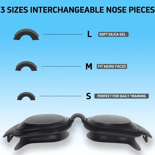 Vista 6 de Gafas de natación para adultos, hombres y mujeres, gafas de natación para piscina, gafas de agua para adultos, marco grande, sin fugas, antivaho