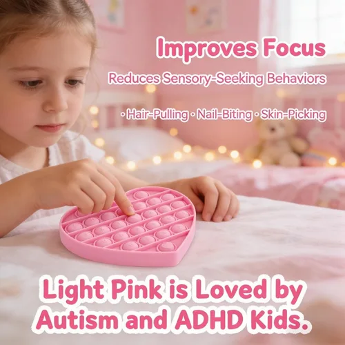 Vista 5 de Juguetes sensoriales antiestrés para niñas y niños pequeños, con forma de corazón rosa, alfabeto en relieve, juguete sensorial calmante
