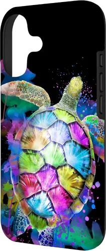 Vista 2 de Rainbow Turtle Design Colorful Turtle Print Sea Turtle Shell Case for iPhone 17