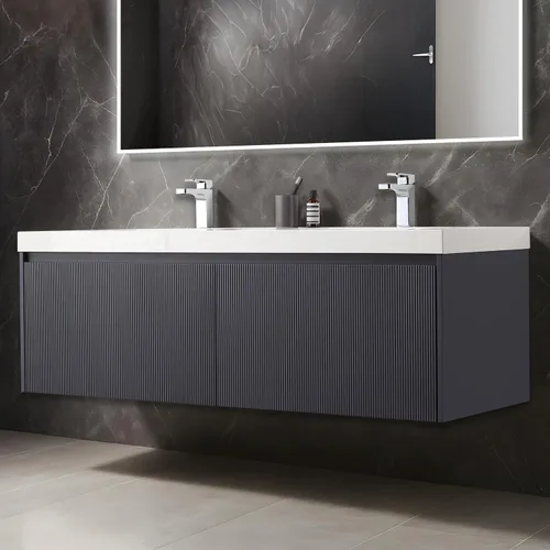 Vista 16 de Blossom Lavabo de baño de 20 pulgadas con tocador, todo en madera montado en la pared, gabinete flotante de baño con tocador con fregadero