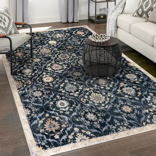 Vista 62 de KILOCOCO Alfombra marroquí pequeña, de 2 x 3 pies, color negro/dorado, súper suave, lavable, para interiores, vintage, lavable, antideslizante
