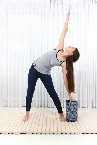 Vista 3 de Leewadee Bloque de yoga - Cojín de suelo para práctica de yoga, cojín de asiento de meditación para entrenamientos llenos de kapok CBT1 - Azul