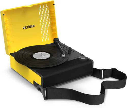 Vista 14 de Victrola Revolution GO – Reproductor de discos de vinilo portátil, tocadiscos Bluetooth con batería, vida útil de batería de 12 horas, reproductor