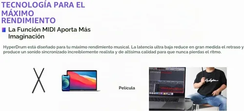 Vista 6 de Juego de batería electrónica virtual, palillos de aire sin ruido portátil con conectividad MIDI Bluetooth para principiantes, adultos y estudiantes
